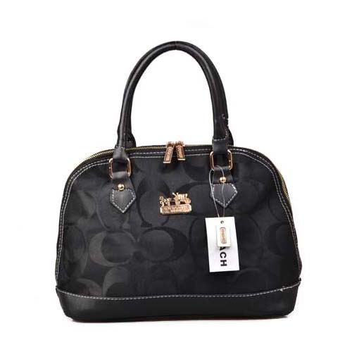 Coach Madison Signature Medium Black Satchels DOM Coach Madison Signature Medium Black Satchels DOM
